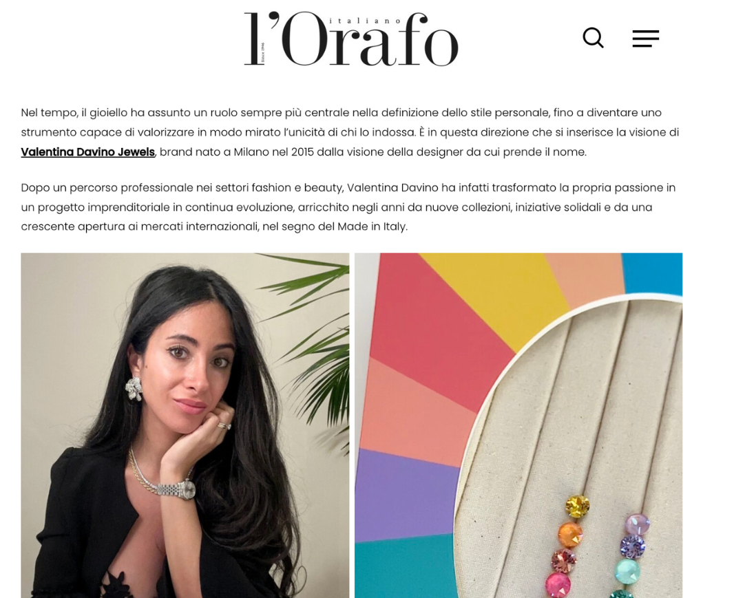 Valentina Davino: Gioielli e Armocromia su L'Orafo Italiano