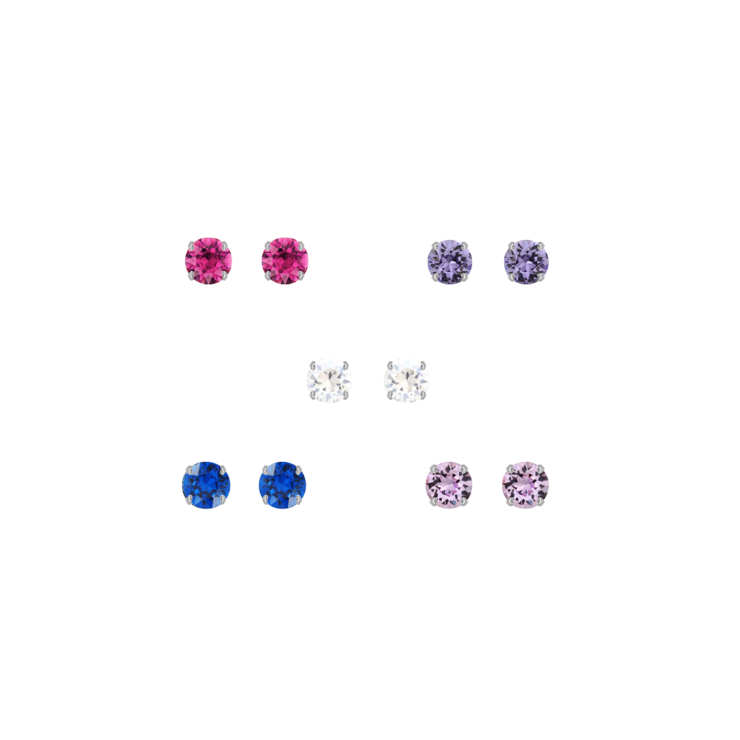 RAINBOW STUD EARRINGS - SET OF 5 PAIRS
