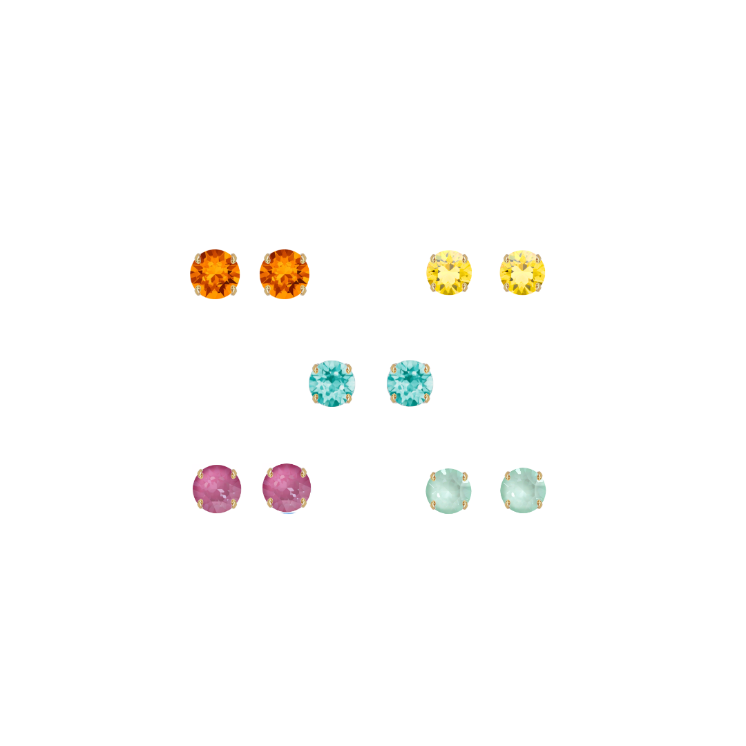 RAINBOW STUD EARRINGS - SET OF 5 PAIRS