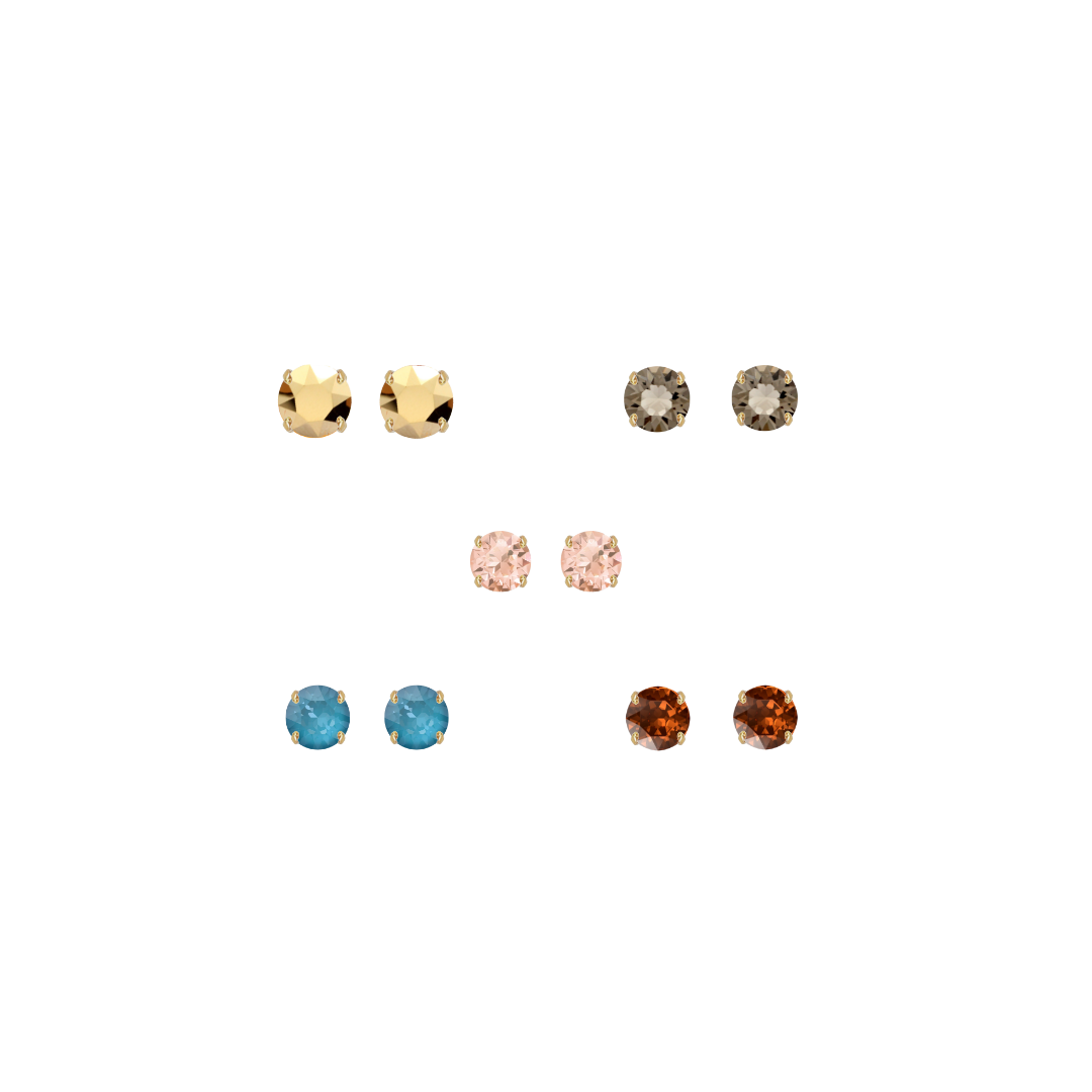 RAINBOW STUD EARRINGS - SET OF 5 PAIRS