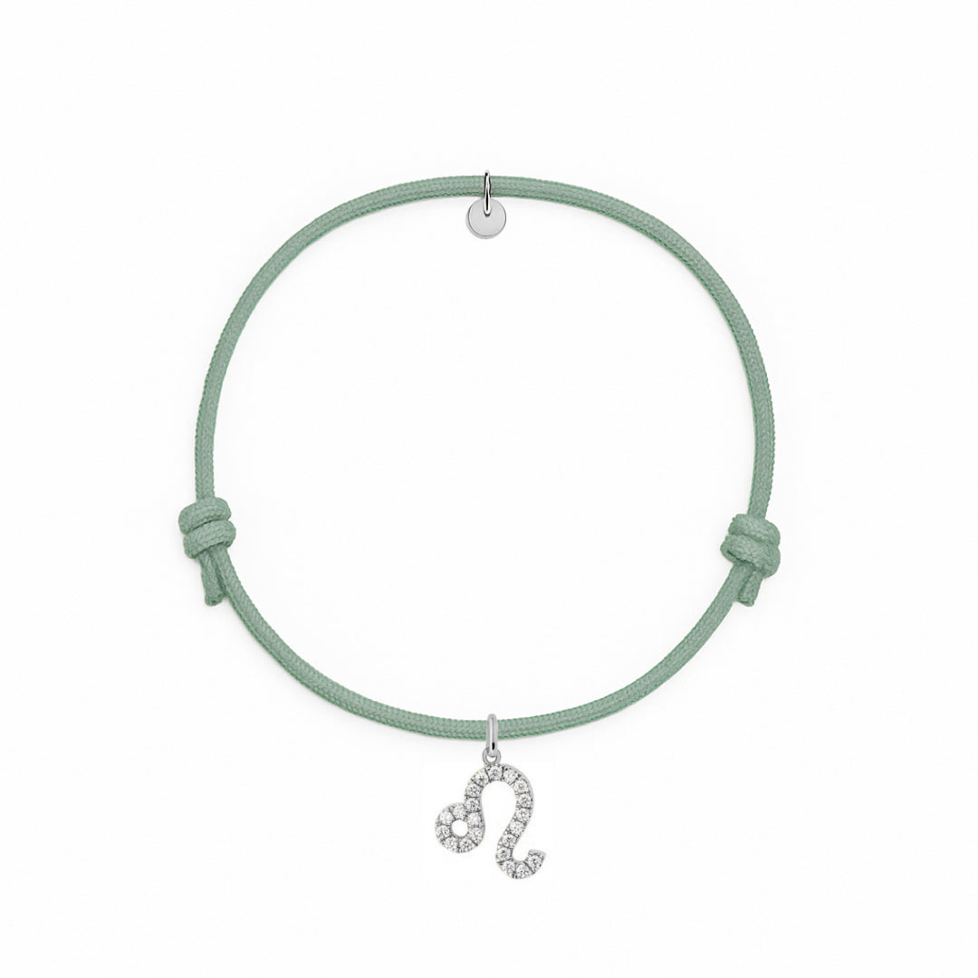 bracciale con cordino salvia e ciondoli in argento e zirconi