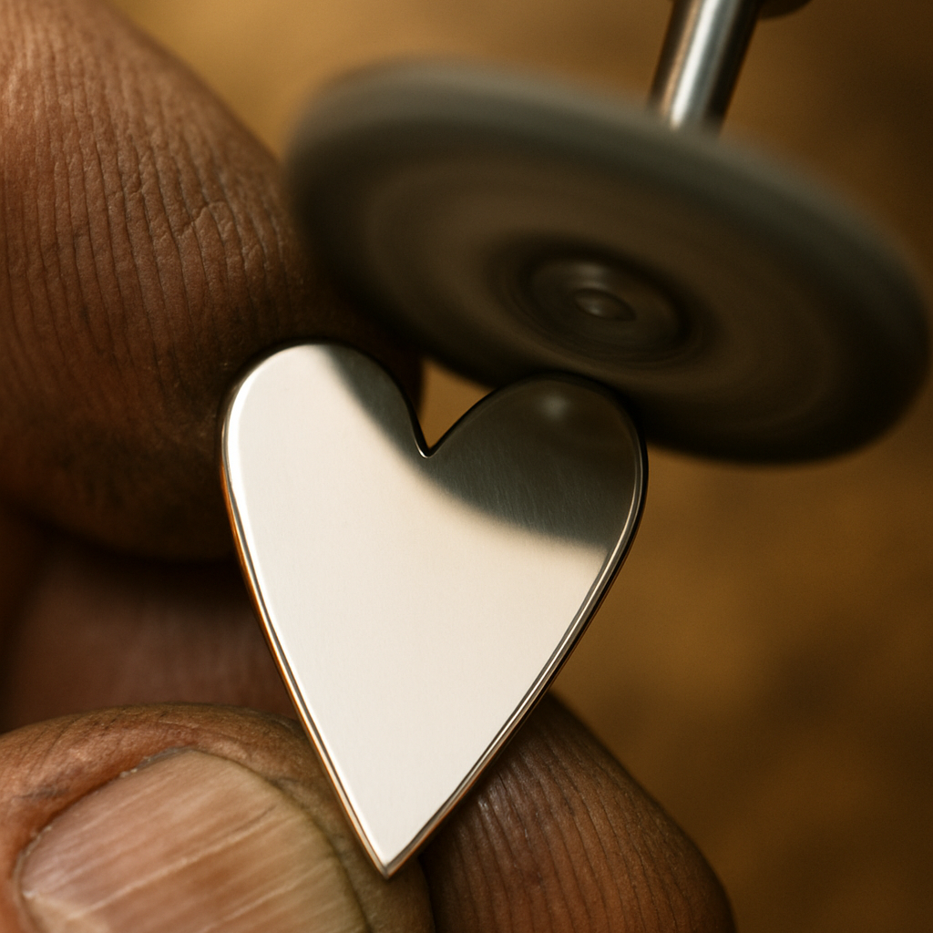 Lucidatura di un ciondolo argento a cuore