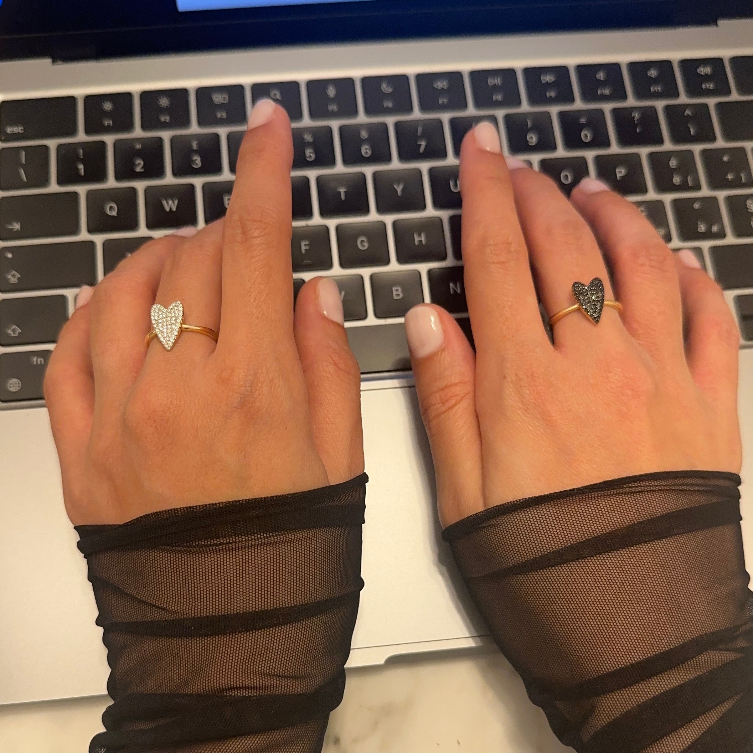 ANELLO CUORE BONHEUR NERO