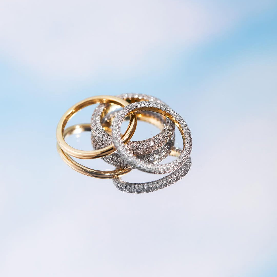 anello fede tempestata di zirconi in argento 925