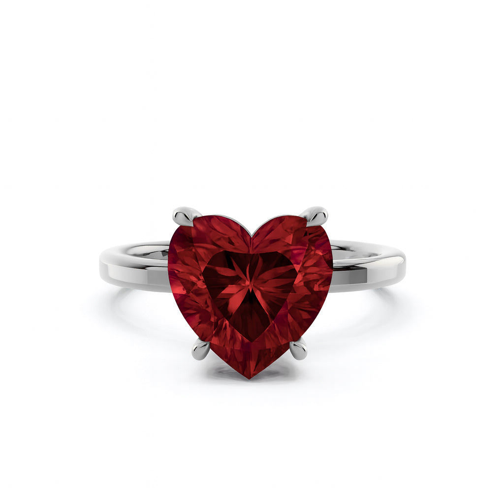 anello solitario argento cuore rosso