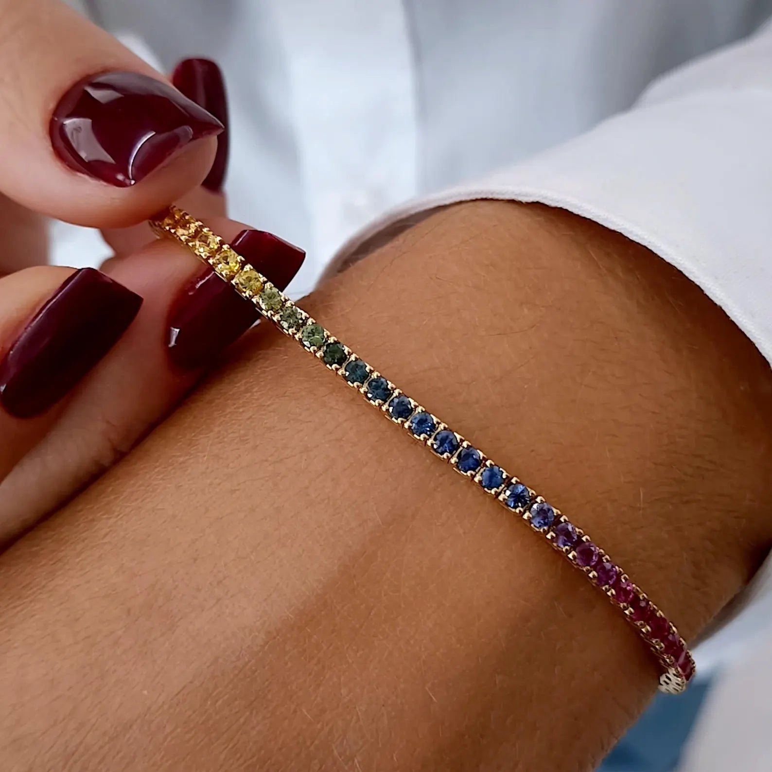 bracciale arcobaleno in argento 925 e zirconi unisex per lui e per lei