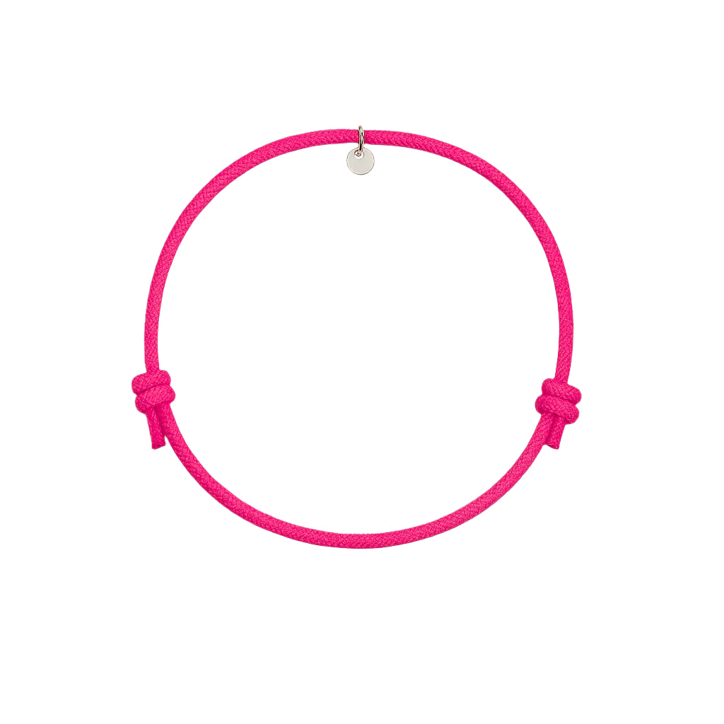 bracciale con corda fucsia personalizzato con ciondoli in argento 925