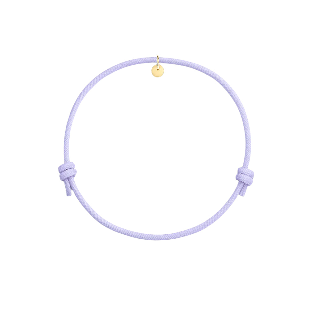 bracciale corda intrecciata lilla aggiunta ciondolo