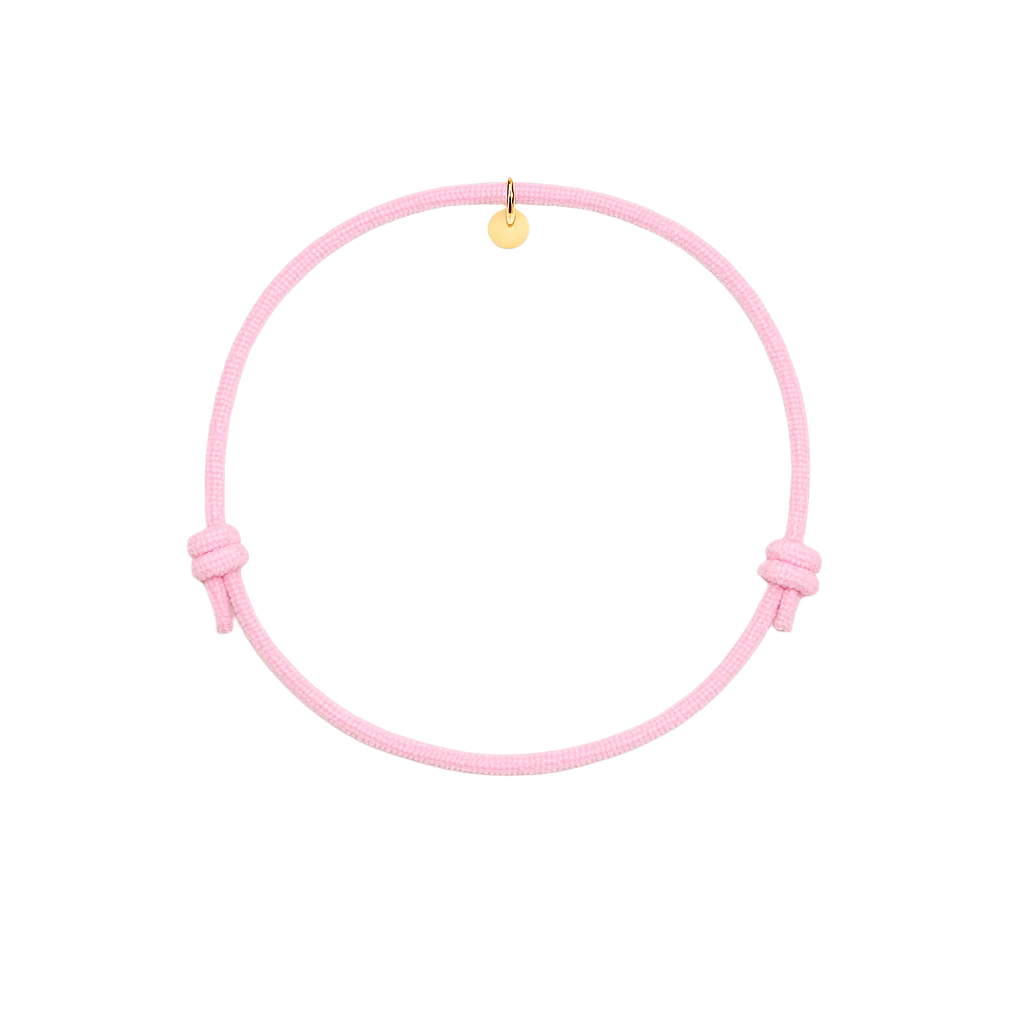 bracciale corda intrecciata rosa personalizzabile con ciondolo oro in argento 925