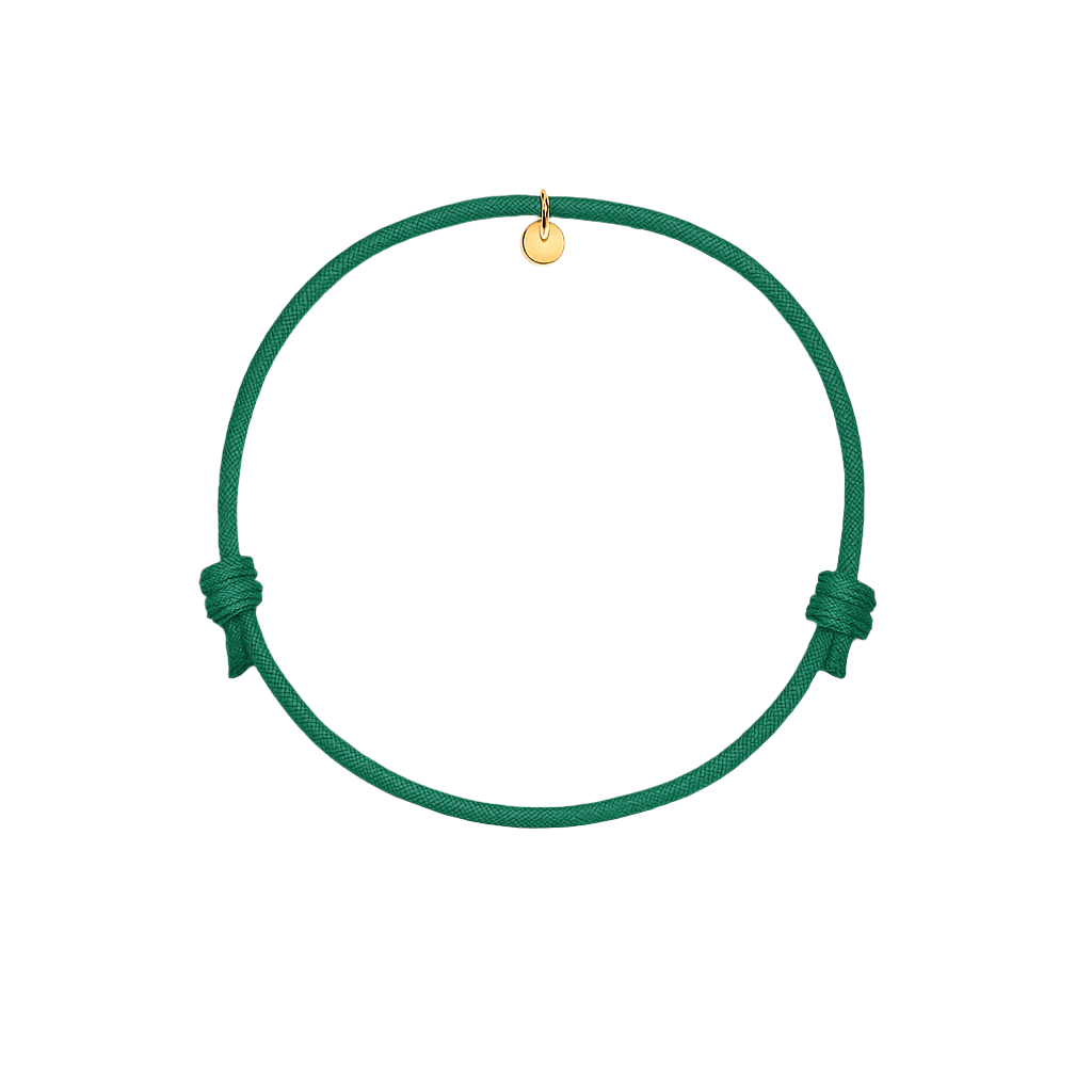 bracciale cordino verde scuro personalizzabile con ciondolo