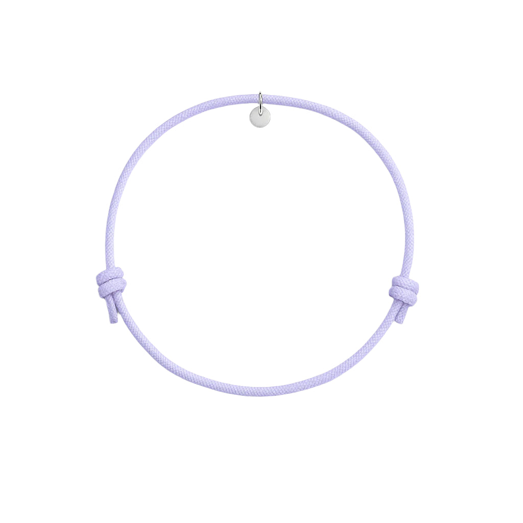 bracciale cordino glicine personalizzabile con ciondolo in argento 925