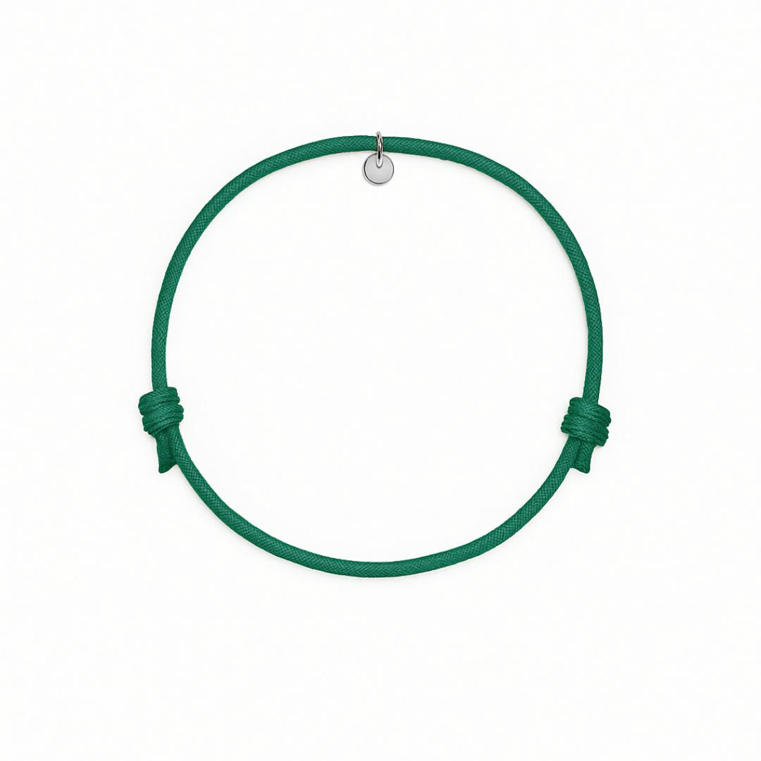 bracciale cordino verde smeraldo personalizzabile con ciondoli in argento 925