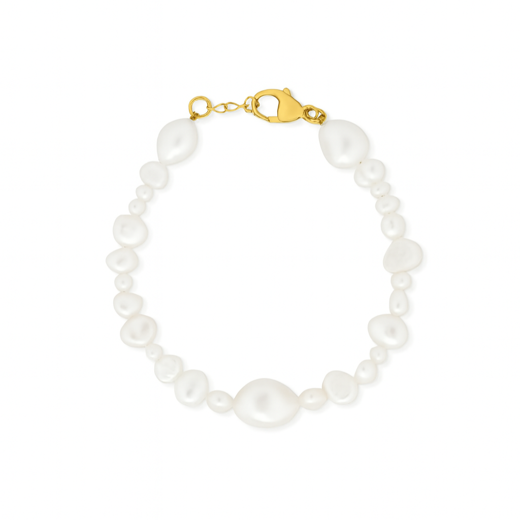 MATERIA by Matthias Wagner Bracciale di perle da donna bianco argento 925 stella SA-156, Perla