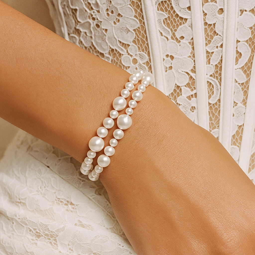 bracciale perle indossato