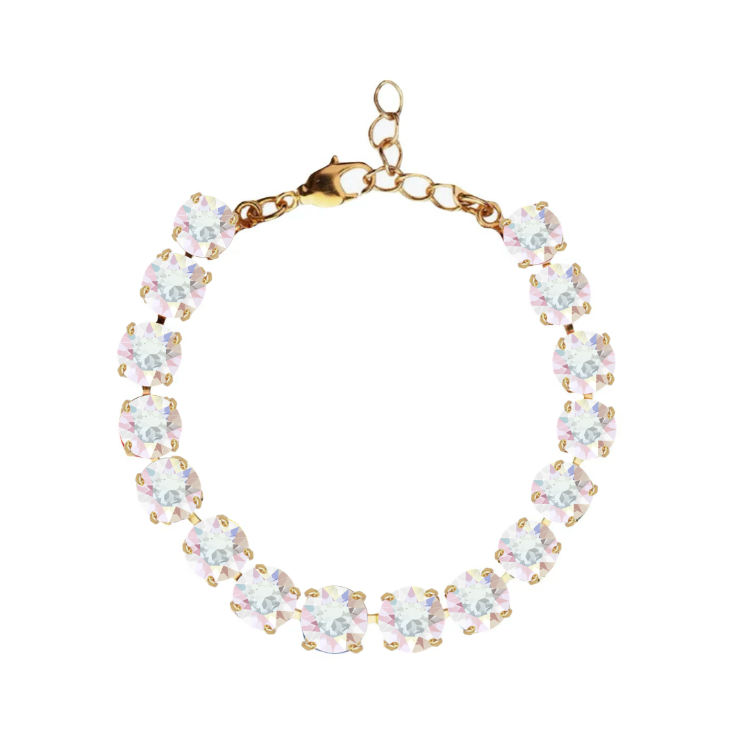 bracciale con cristalli luminosi e rifiniture oro