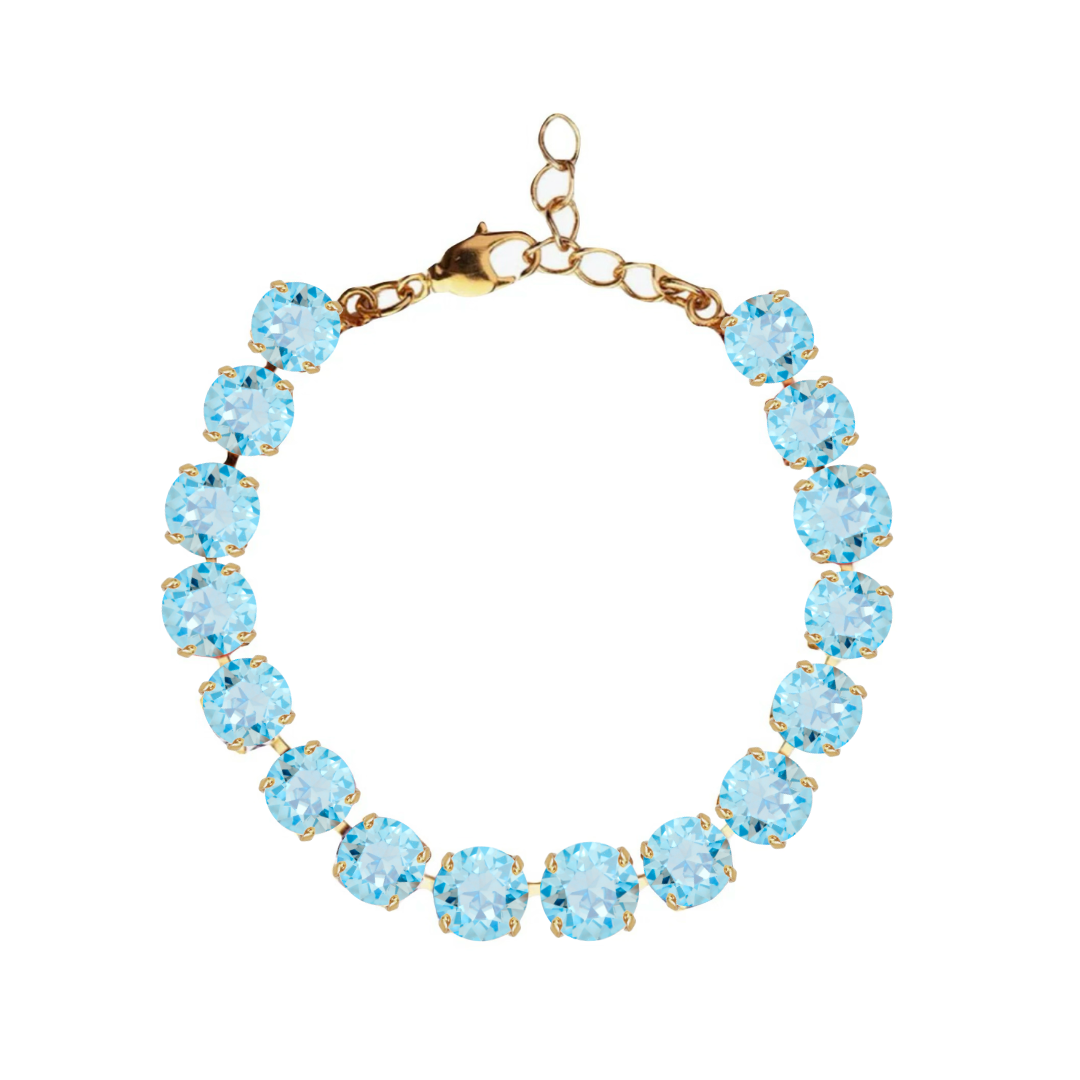 bracciale primavera in cristallo azzurro e dettagli oro