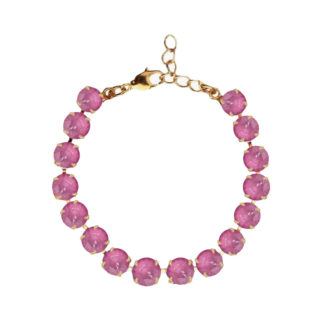 bracciale primavera con pietre fucsia pastello delicate e rifiniture oro