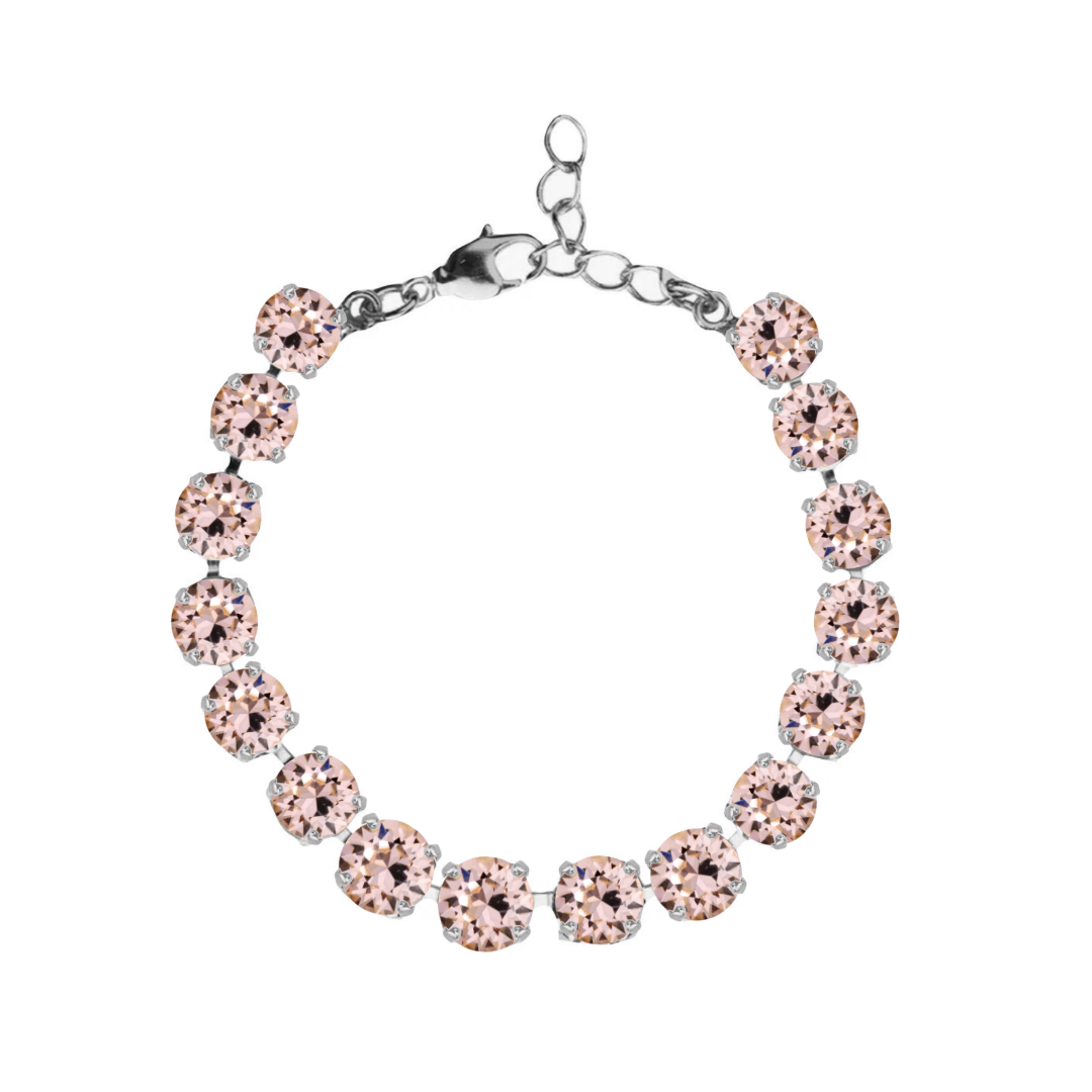 bracciale con pietre rosa cipria e argento