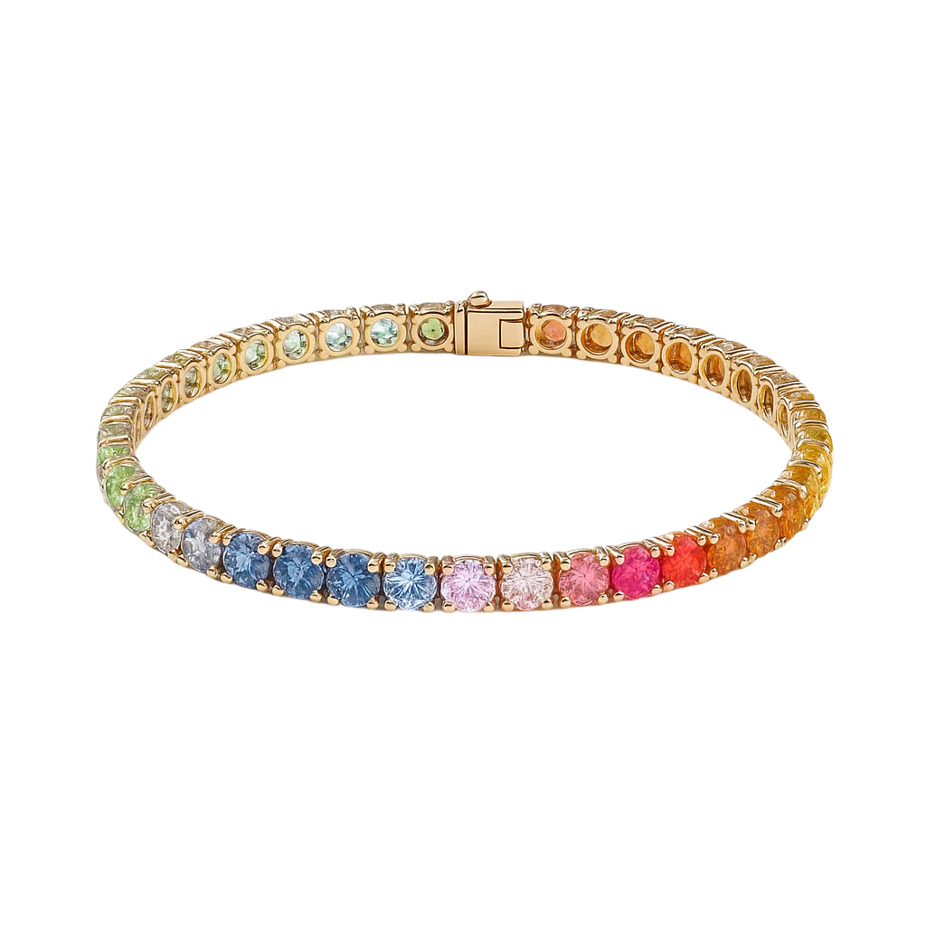 bracciale tennis arcobaleno oro in argento 925 e zirconia