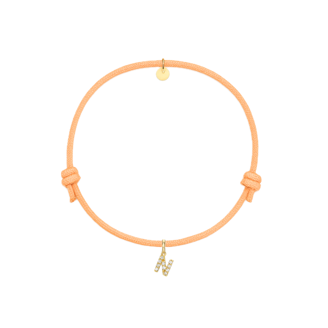 bracciali con cordino arancione personalizzabile e simbolo N