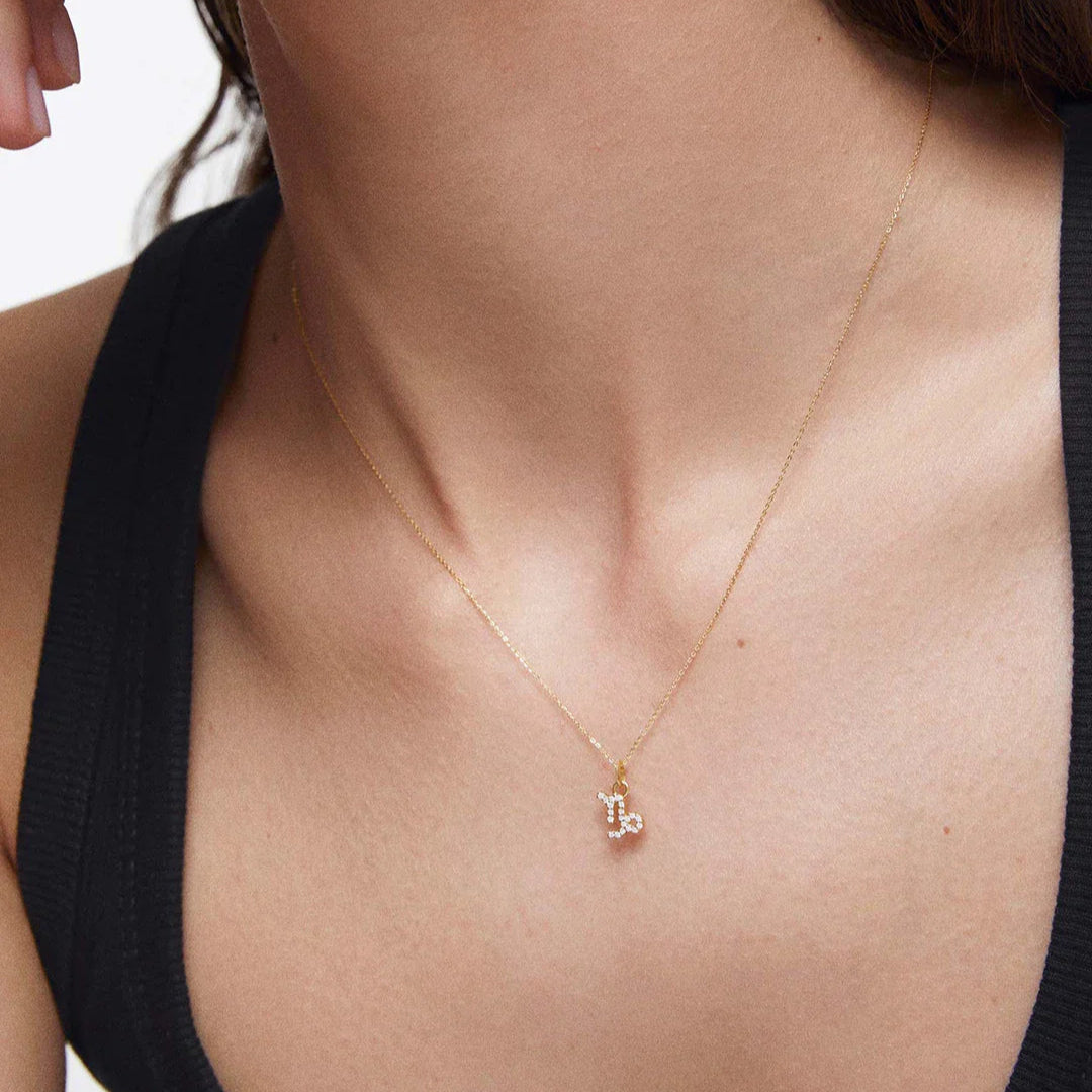 catenina segno zodiacale capricorno in argento 925 dorato e zirconi