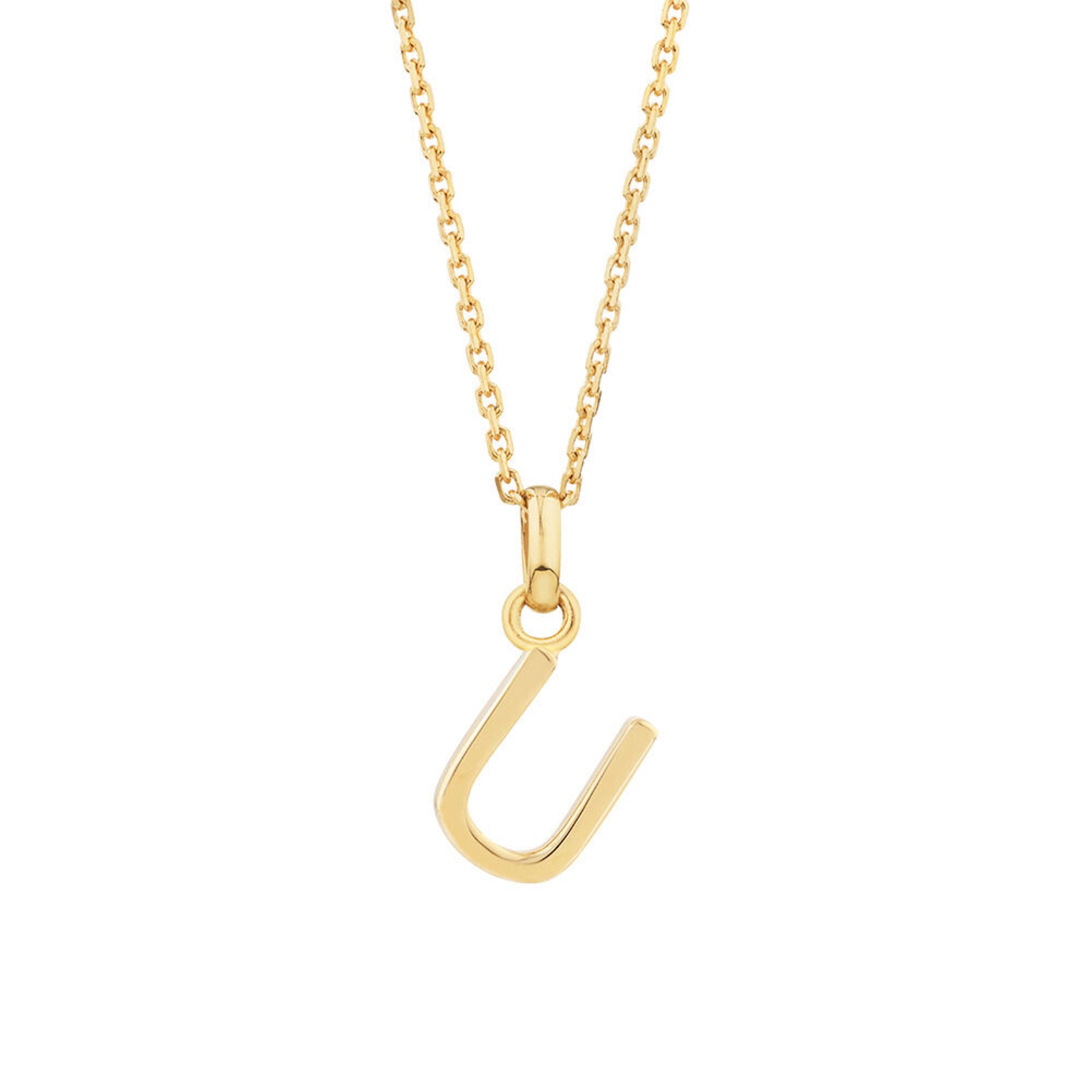 ciondolo iniziale lettera U dorata in argento 925