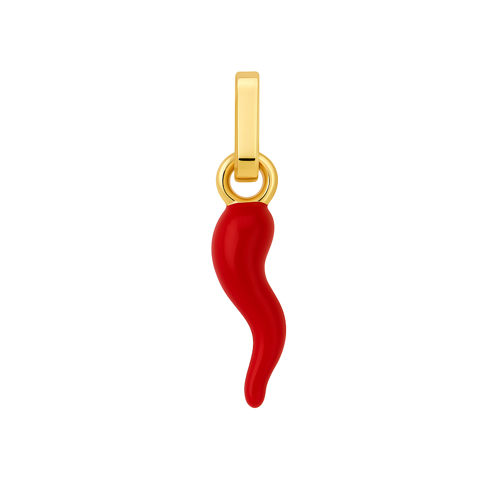 ARTÉ Cornetto Portafortuna Smaltato Rosso – Portachiavi In Metallo Lucido Inossidabile 7884E, 35x110 Mm