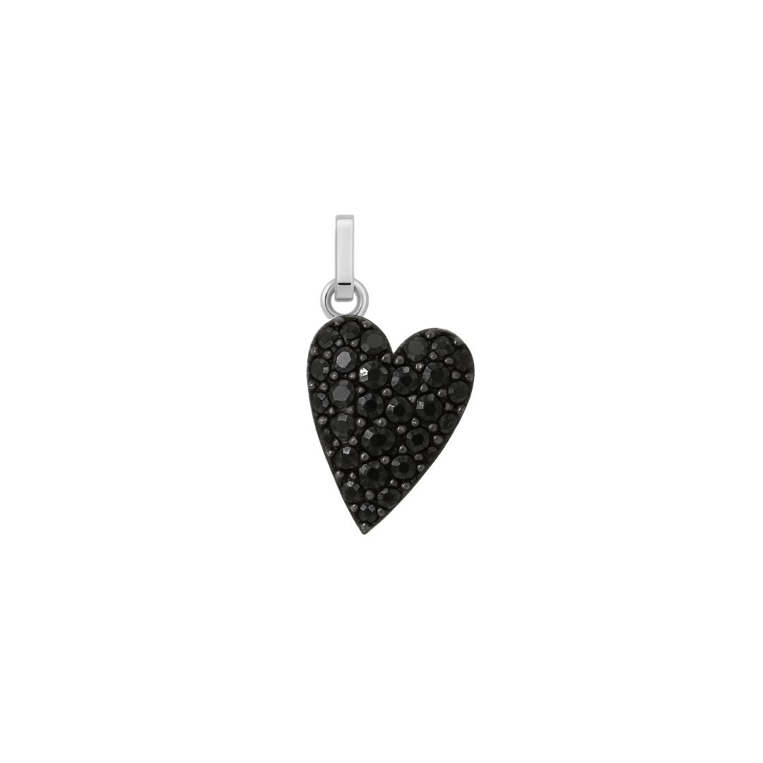 ciondolo a forma di cuore in argento 925 con pave di zirconi neri