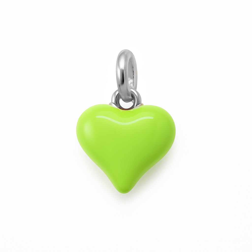 ciondolo cuore verde bombato in argento 925 smaltato