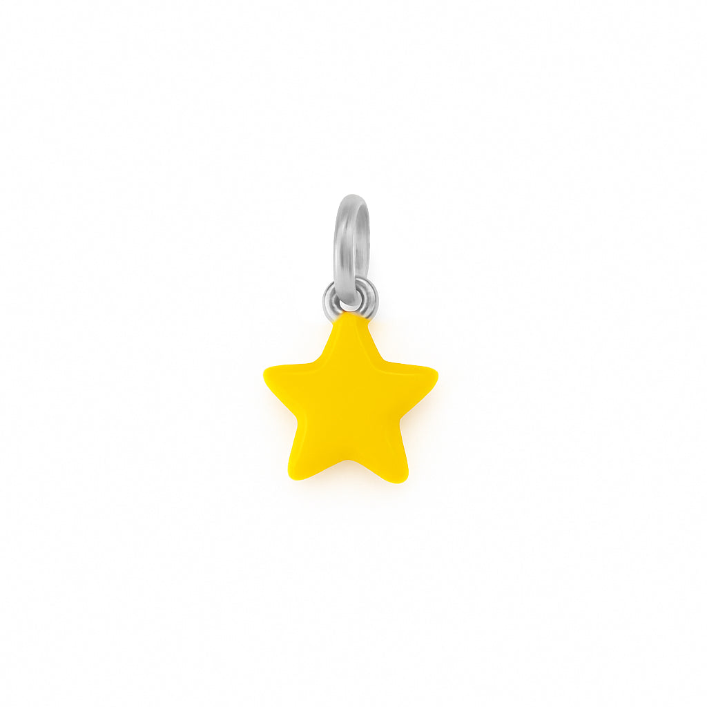 ciondolo a forma di stella per bracciali collane con smalto di colore giallo in argento 925