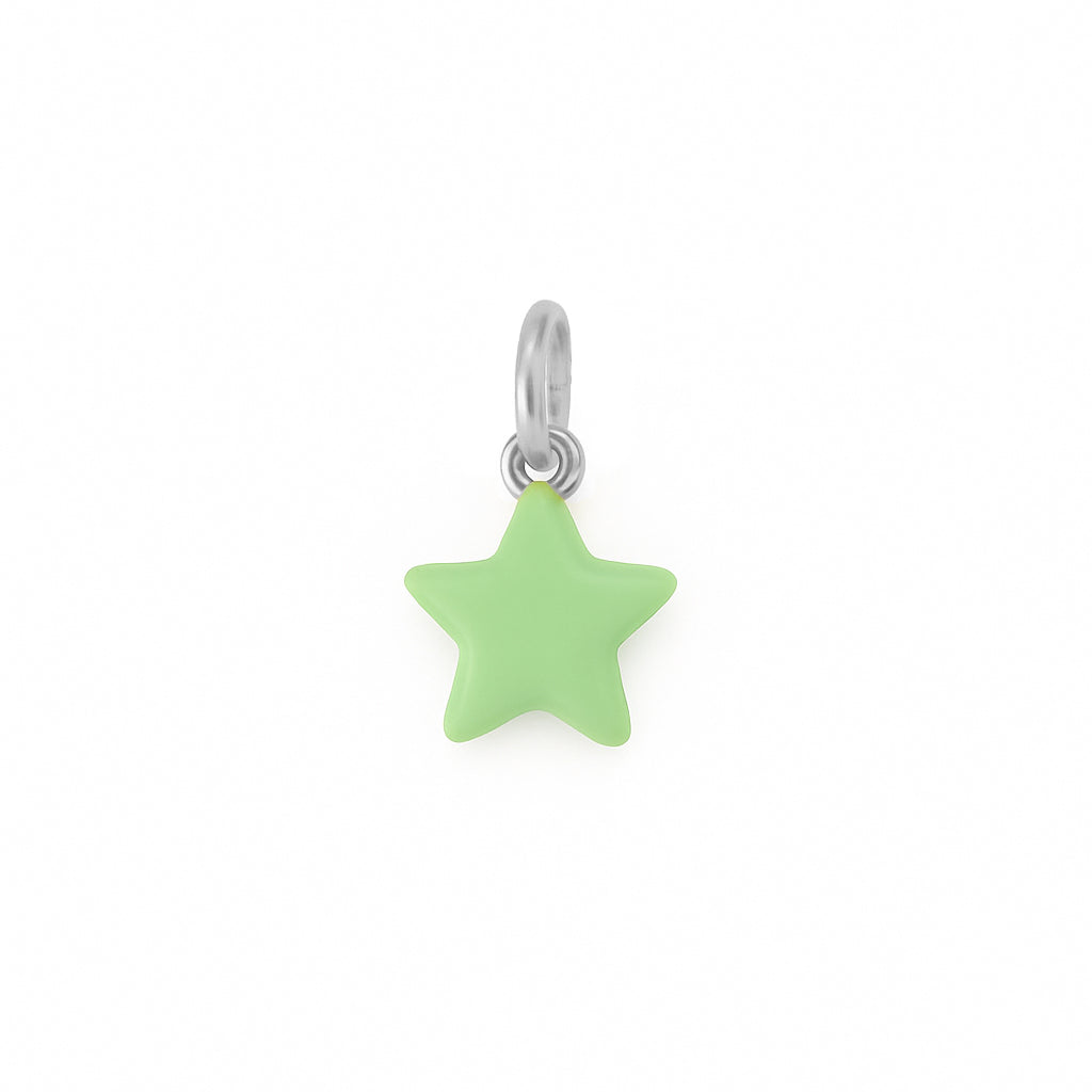 ciondolo stella verde smaltata bombata in argento 925