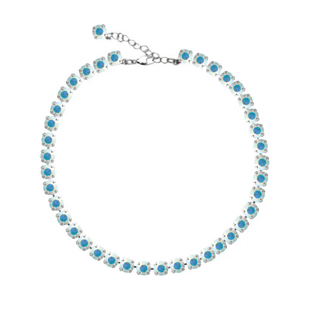 collana swarovski azzurri e rifinitura argento