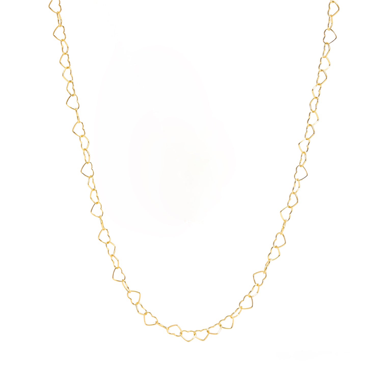 collana sottile in argento 925 con placcatura oro con cuoricini