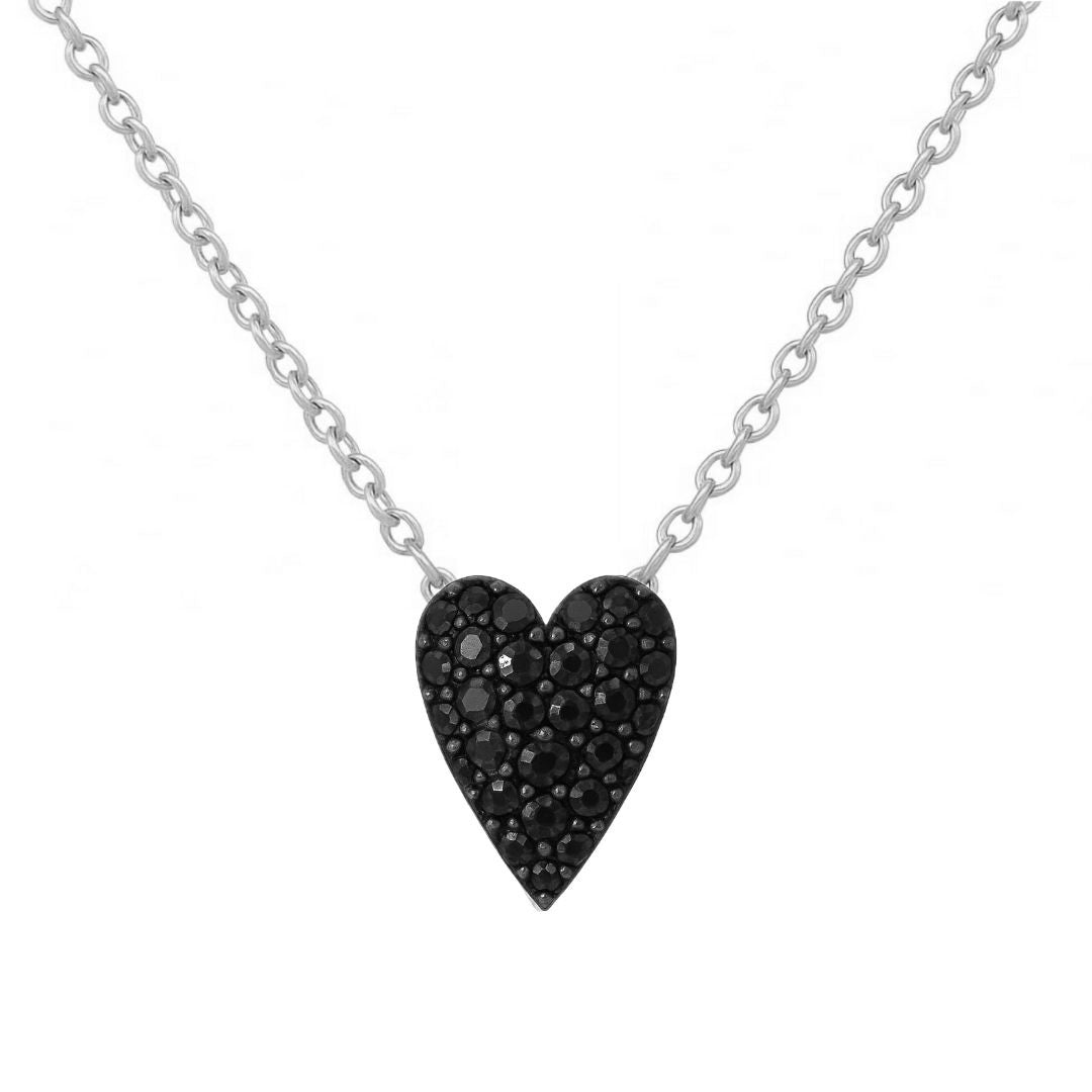 collana con ciondolo cuore allungato nero argento 925