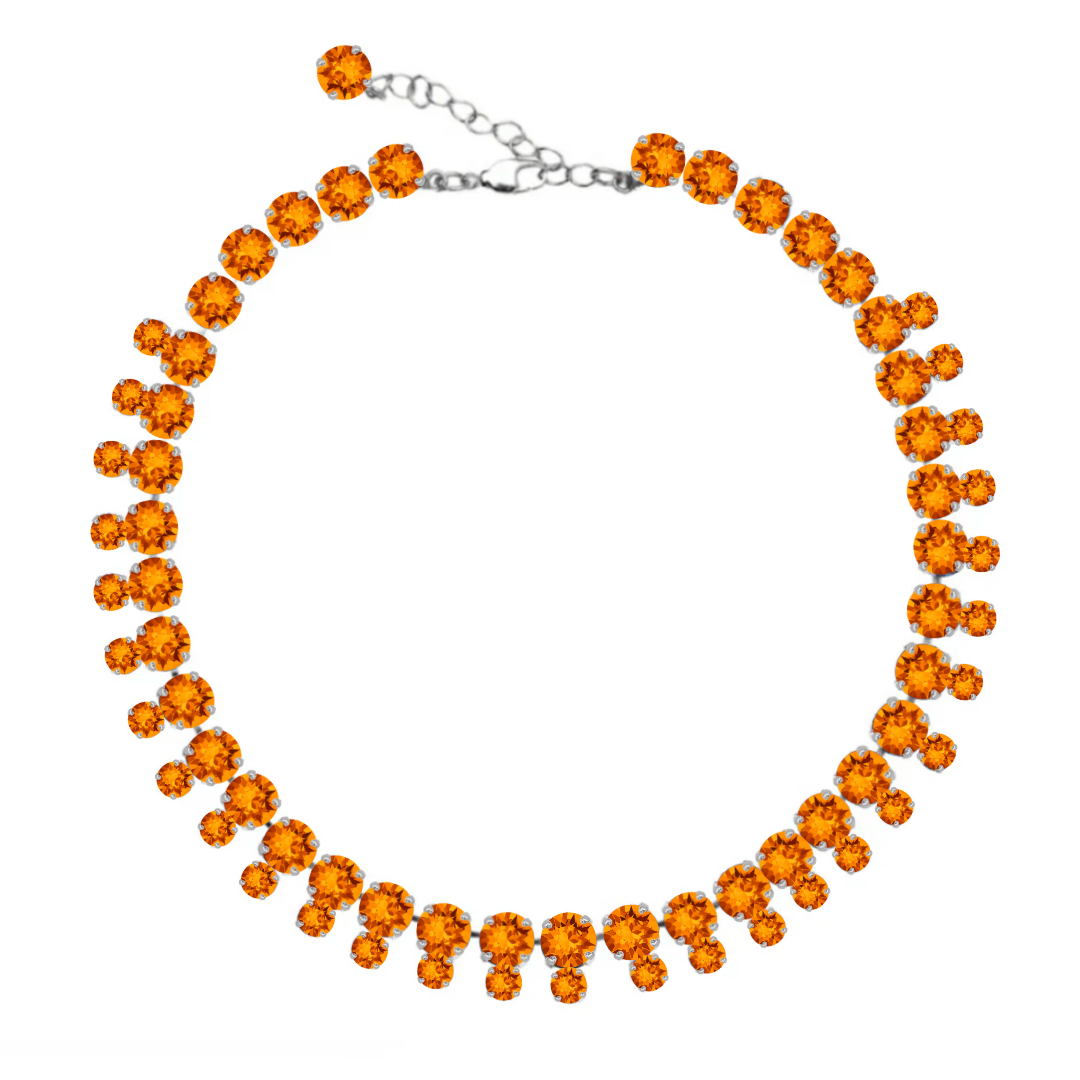 collana doppia con cristalli arancione e argento