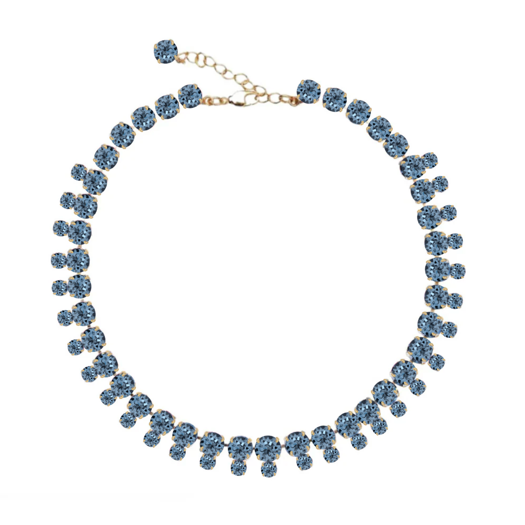 collana doppia in blu denim e rifiniture oro