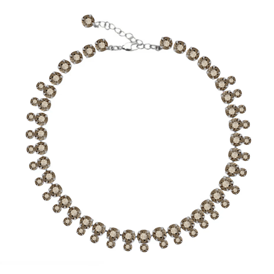 collana doppia in colorazione girgio e rifiniture argento