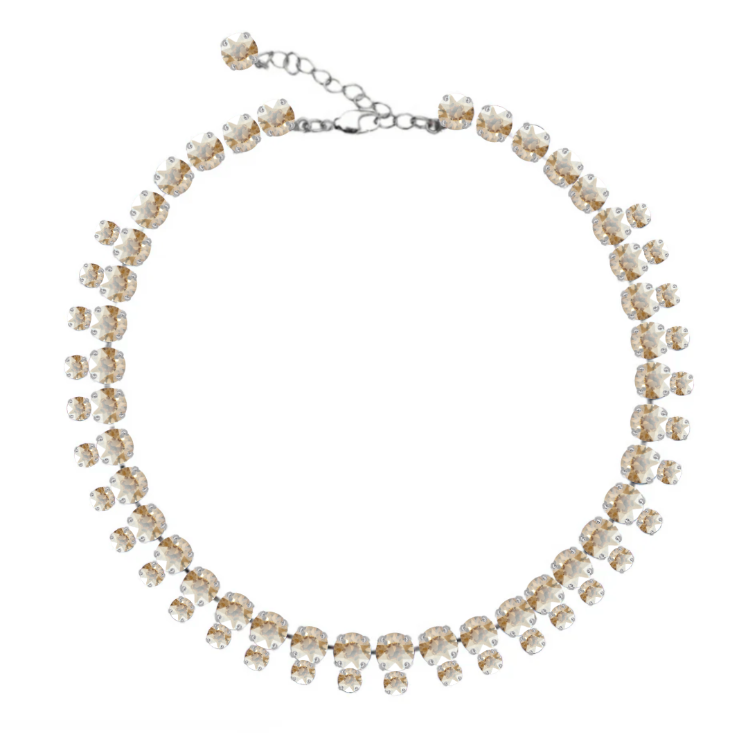 collana doppia con cristalli oro e argento