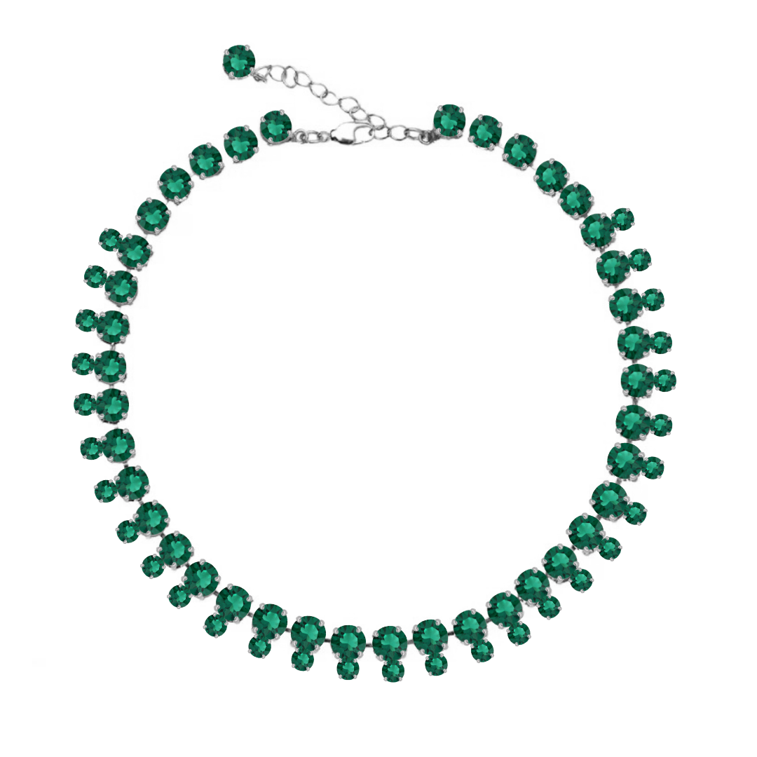 collana doppia in cristalli verde e argento