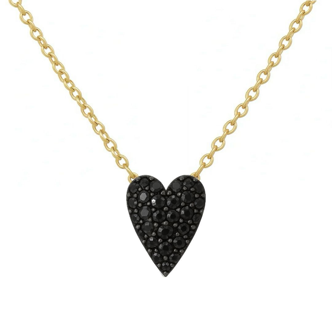collana con ciondolo cuore nero allungato