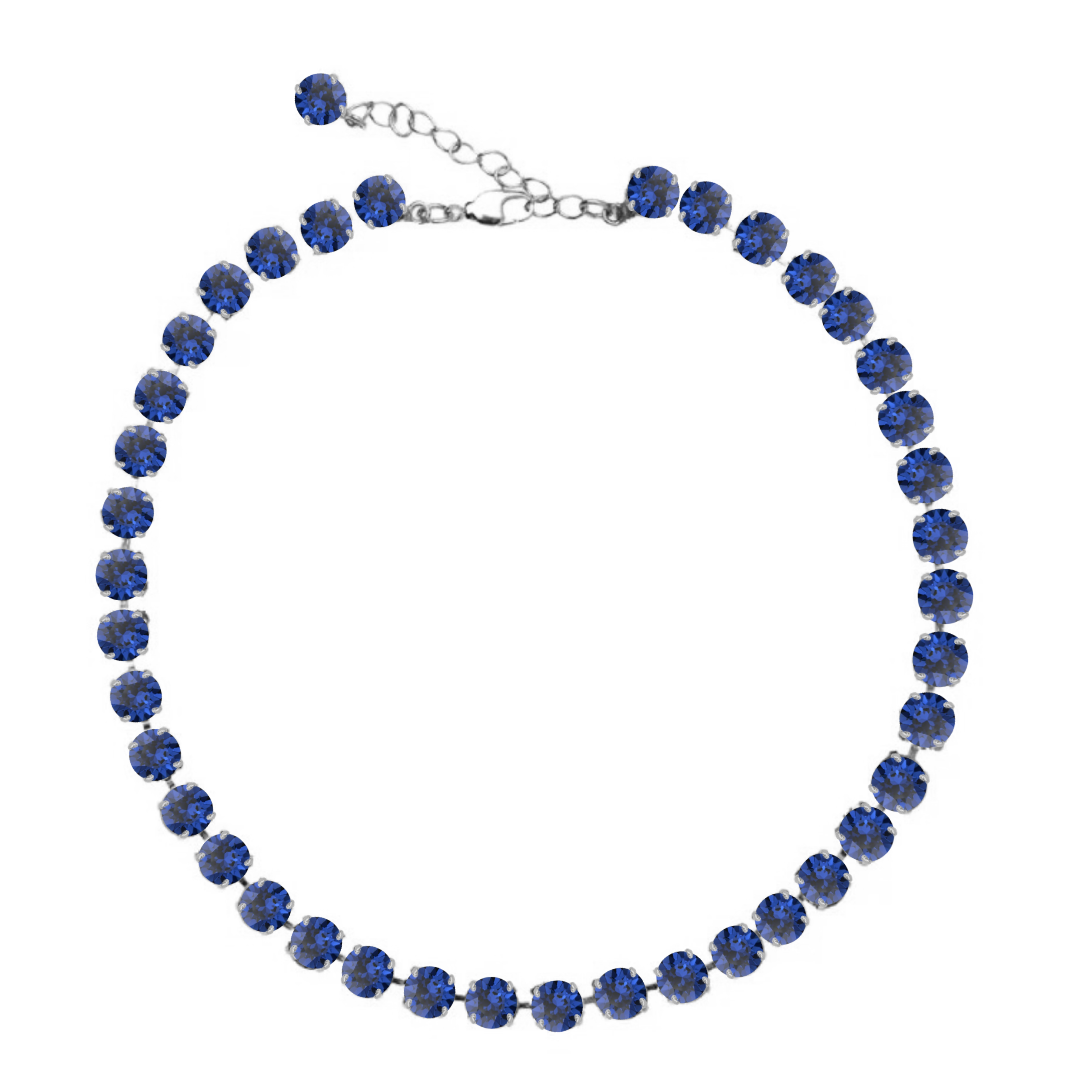 collana inverno con cristalli blu scuro e rifiniture argento