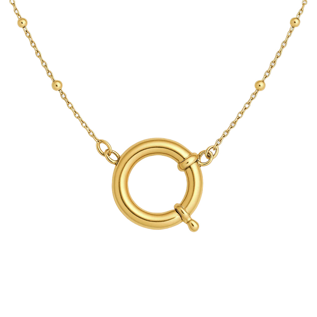 collana dorata con moschettone apribile da poter personalizzare aggiungendo ciondoli