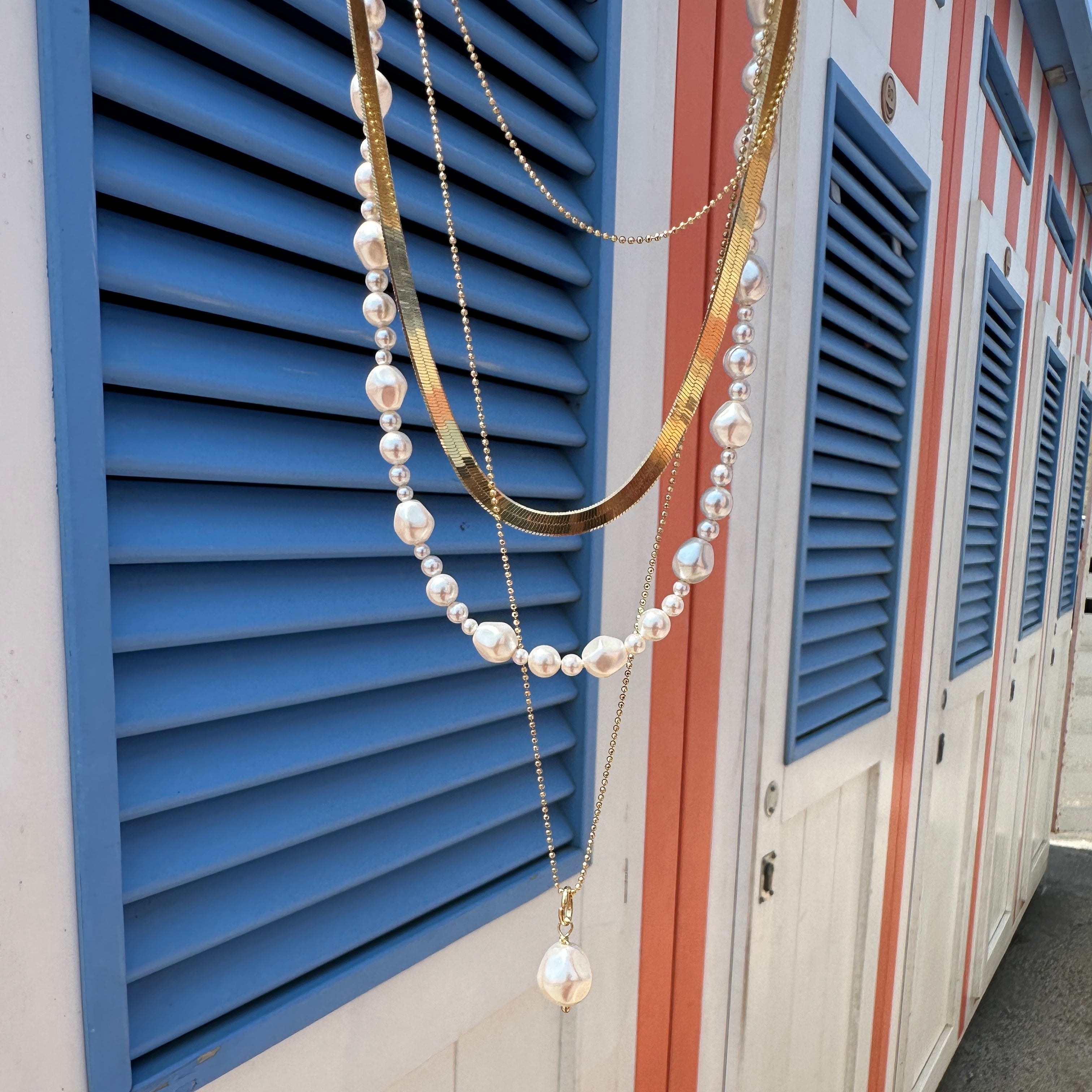 set collane di perle e collana oro rigida