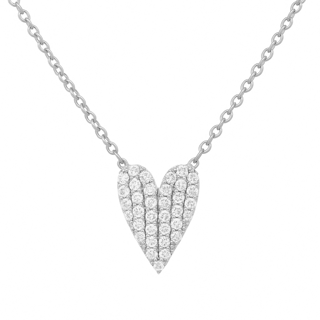 collana cuore barbara uomini e donne, collana cuore allungato con zirconi in argento 925