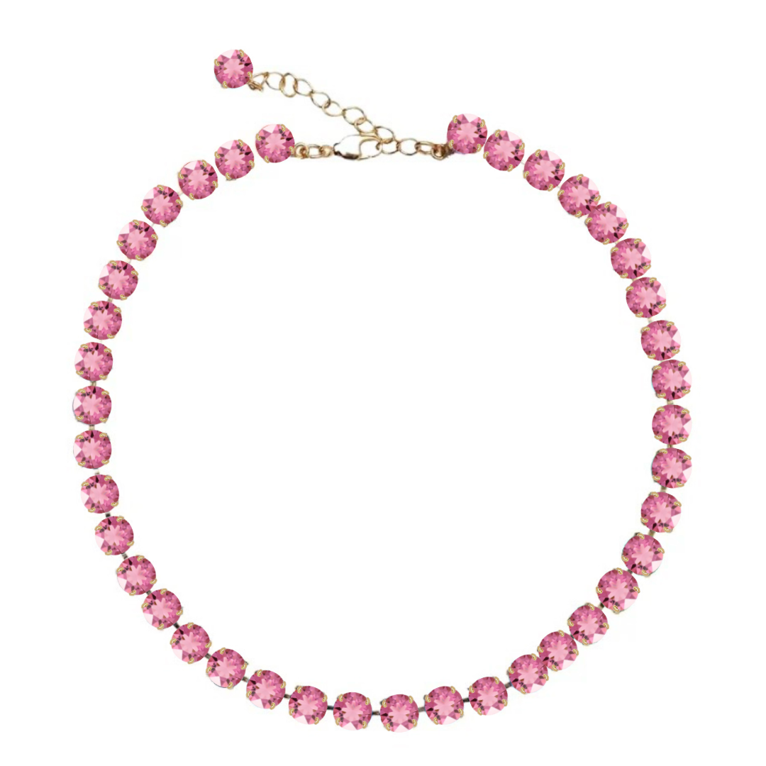 collana primavera rosa e rifiniture in oro