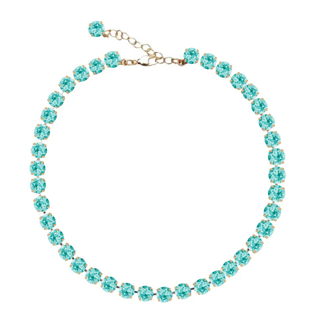 collana primavera in cristalli turchese e dettagli oro
