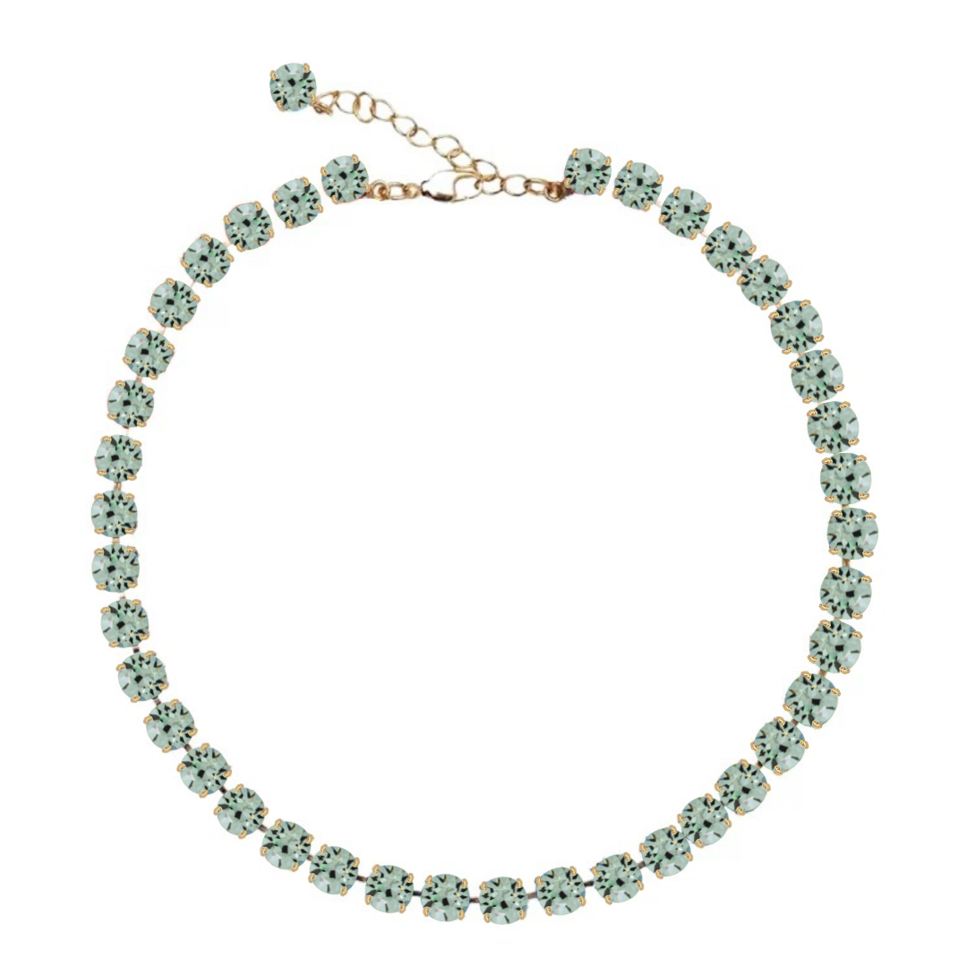 collana verde chiaro cristallo e dettagli in oro