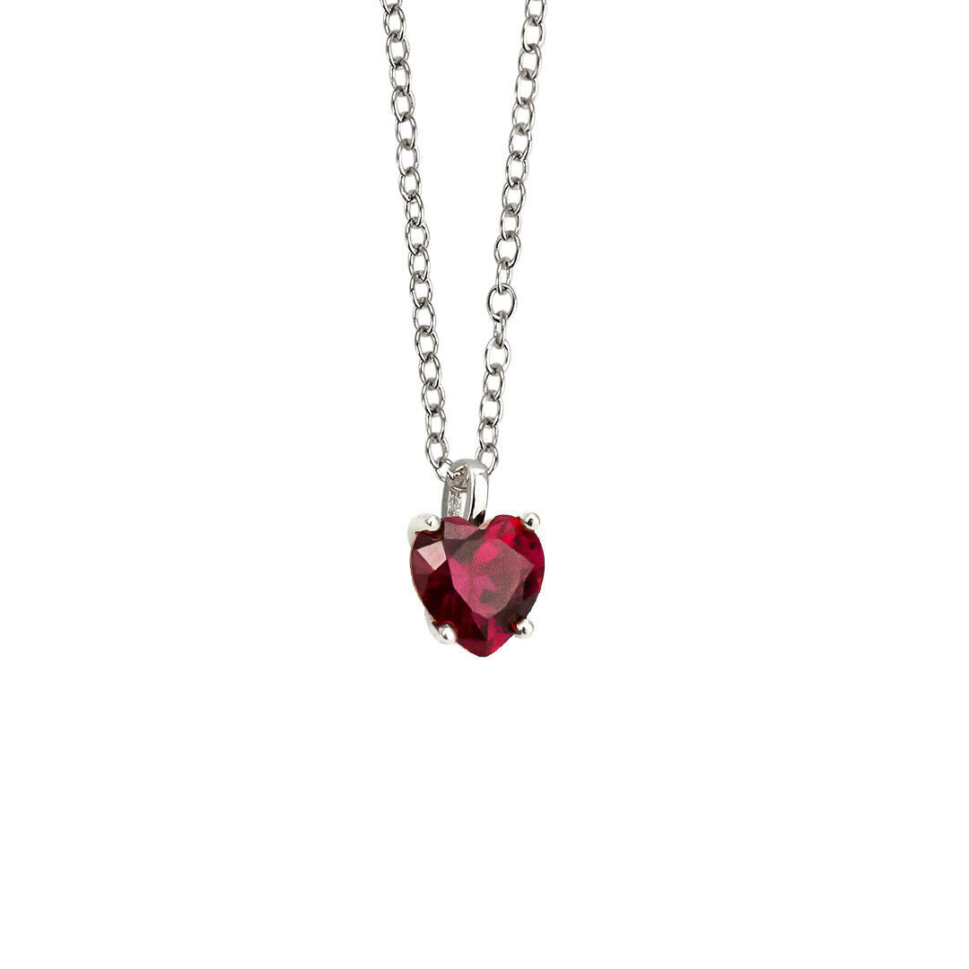 collana zircone cuore rosso con ciondolo in argento 925