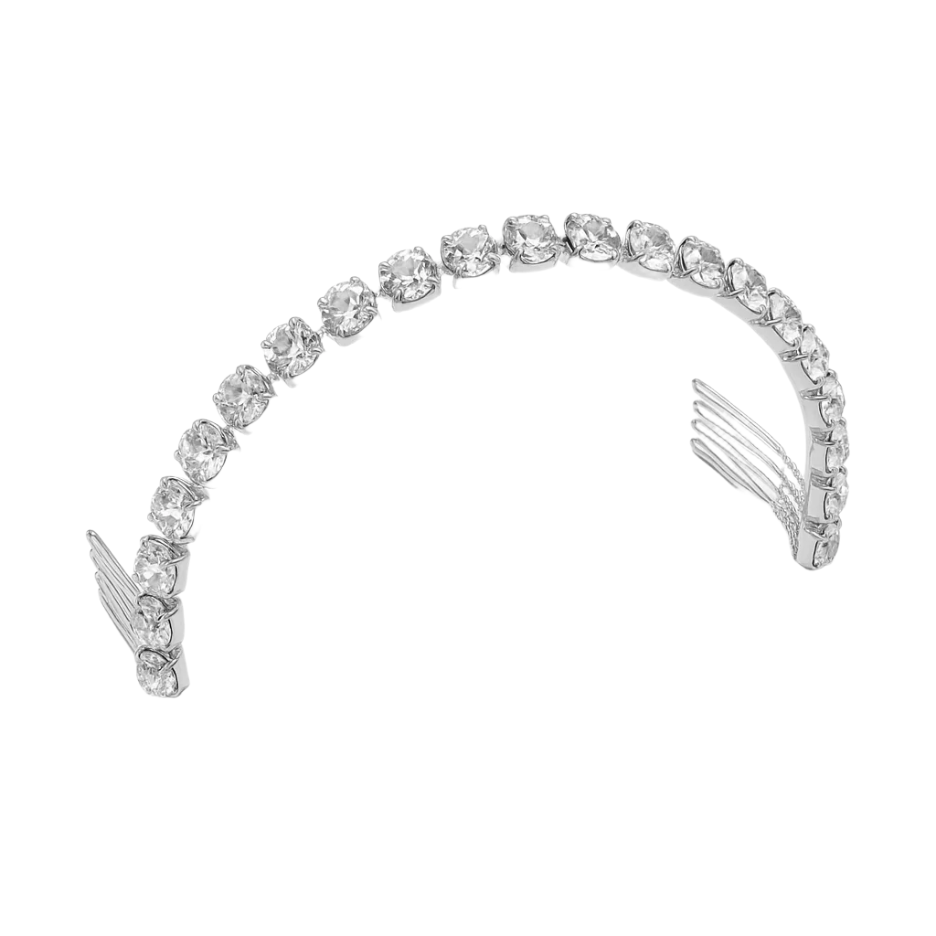 coroncina a fermaglio con swarovski e finitura argento