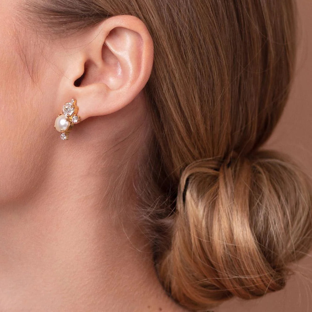 diamond pearl bridal earrings